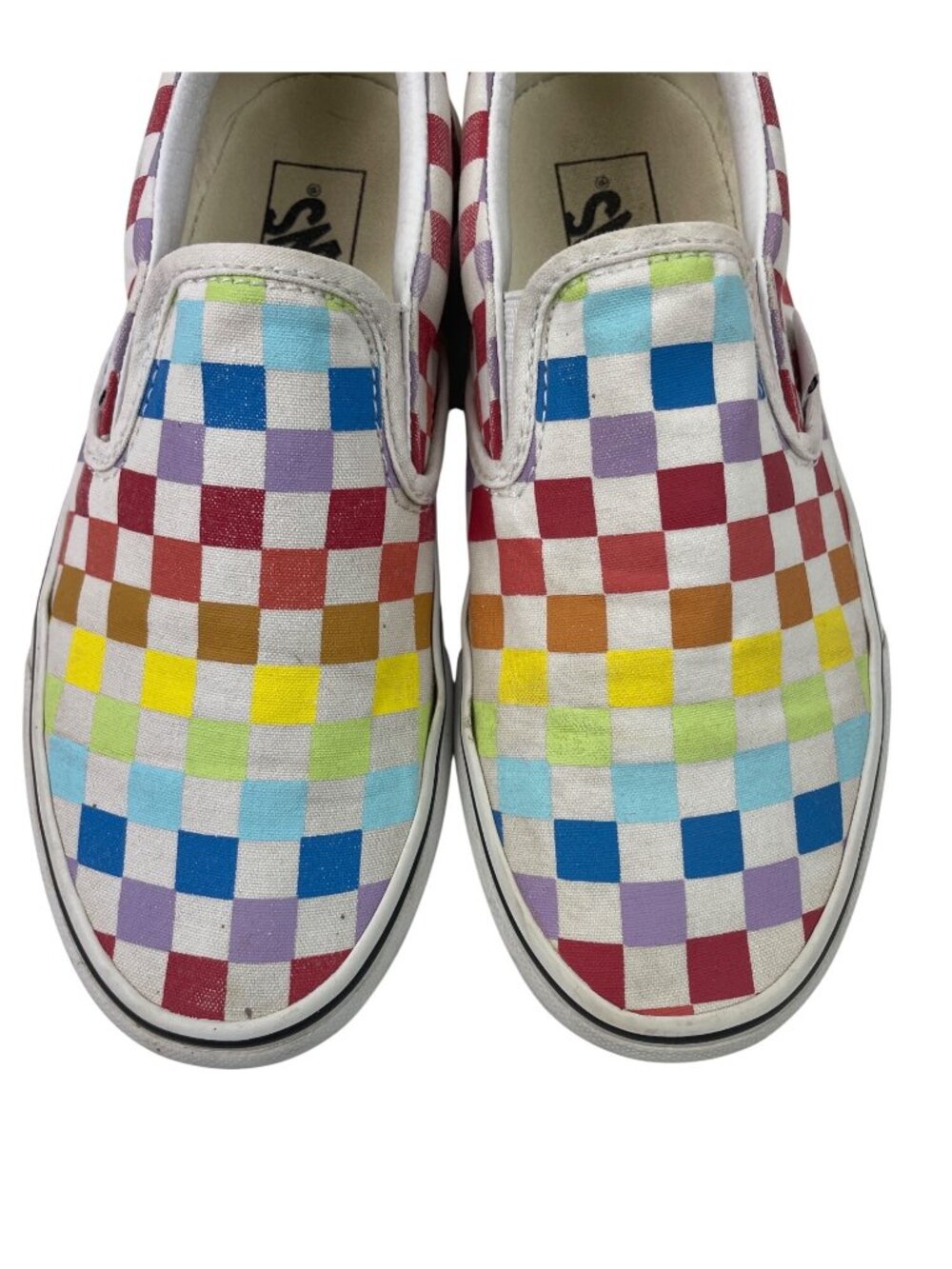 Vans Classic Slip-On Rainbow Checkerboard Sneakers Men 6.5 Women 8 Canvas Shoes - Picture 6 of 11